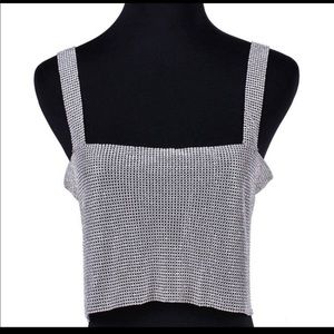 Silver Crystal Chain Mesh Jewel Crop Top festival dolls kill  burningman